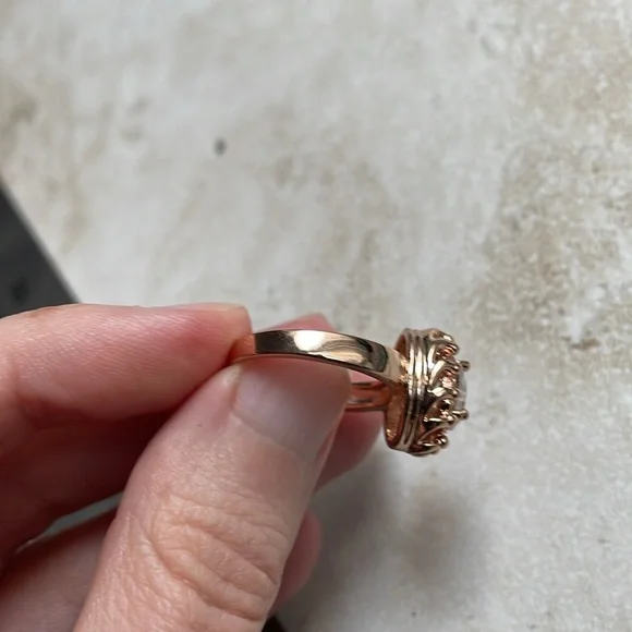 🖤5/$25 Rose Gold large zirconia diamond Ring 9 - 10 mm stone halo setting - Picture 8 of 13